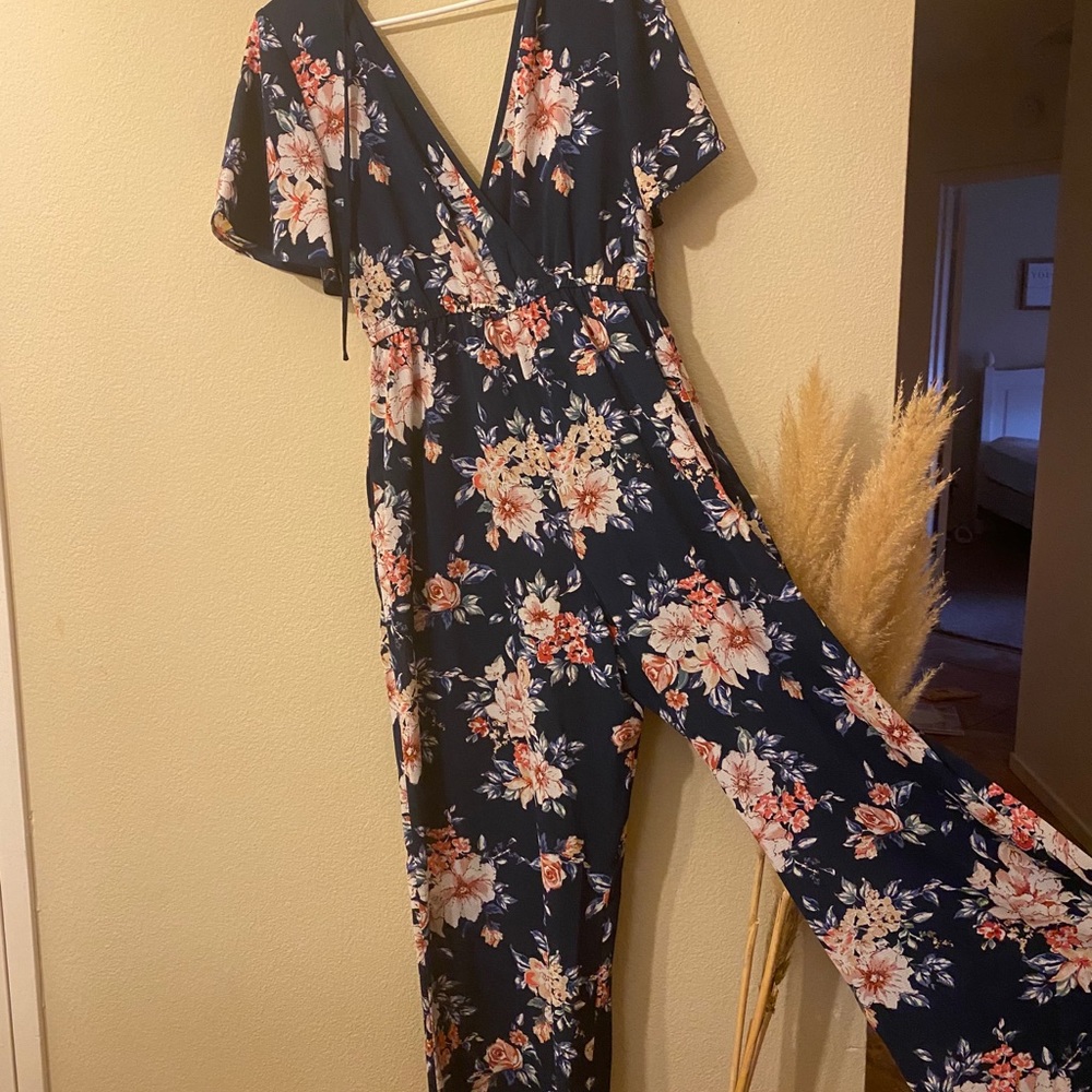 Floral navy jumpsuit